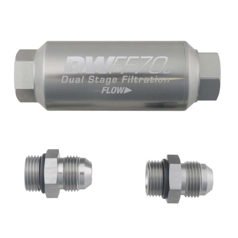 DeatschWerks 8AN 10 Micron 70mm Compact In-Line Fuel Filter Kit DeatschWerks Fuel Filters