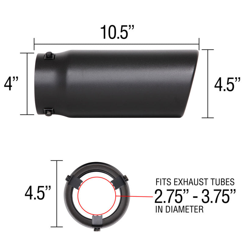 Spectre Exhaust Tip 4-1/2in. OD / Slant - Black Spectre Tips