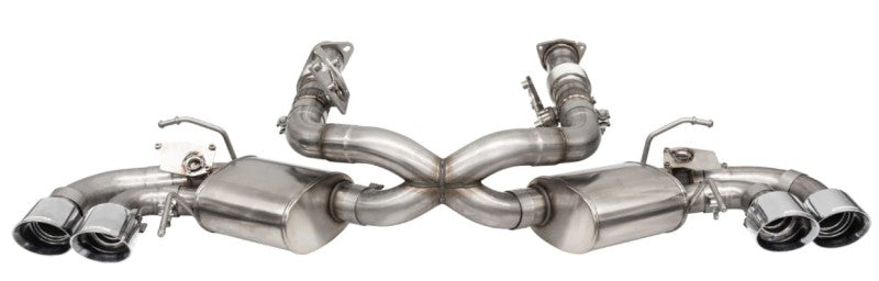 Corsa 2020-25 Corvette C8 3in Valved Cat-Back 4.5in Pol Quad Tips - Fits Factory Perf Exhaust w/ AFM CORSA Performance Catback