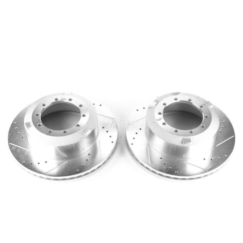 Power Stop 17-22 Ford F-550 Super Duty Rear Drilled & Slotted Rotor - Pair PowerStop Brake Rotors - Slot & Drilled