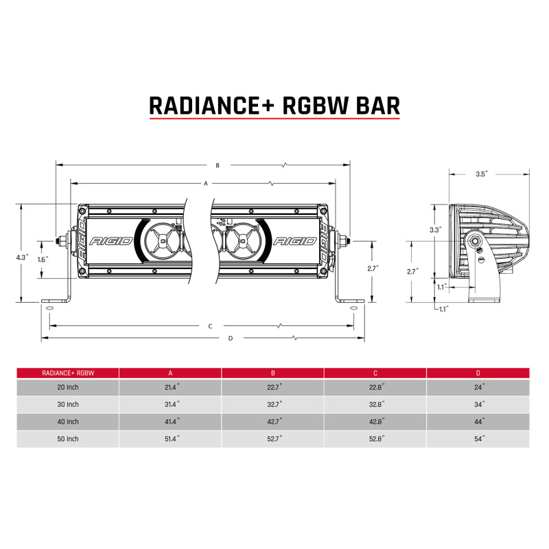 Rigid Industries Radiance+ 50in. RGBW Light Bar Rigid Industries Light Bars & Cubes