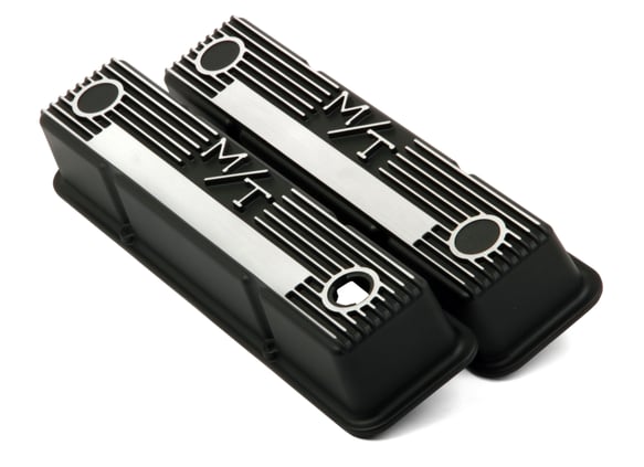 Holley M/T Valve Covers - Vintage Style - Finned - SBC - Satin Black 241-83 HOLLEY Autoparts