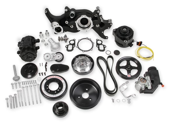 Holley Premium Mid-Mount Complete Accessory System - Gen V LT Engines - SFI Certified Damper - Black 20-200BK HOLLEY Autoparts