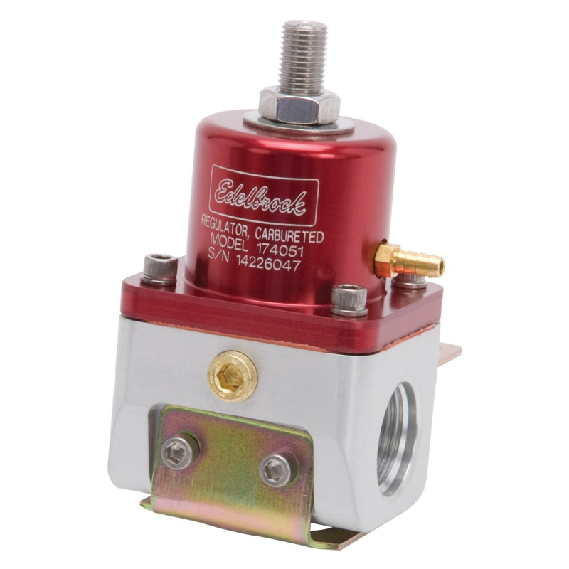 Edelbrock Fuel Pressure Regulator Carbureted 180 GPH 5-10 PSI -10 In/Out -6 Return Red/Clear Edelbrock Fuel Pressure Regulators