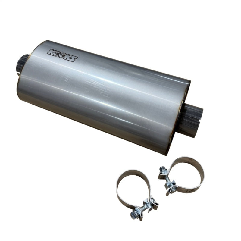 Kooks 3in Oval Clamp In Center/Center Muffler 18in Long Body Polished Stainless Steel Kooks Headers Muffler