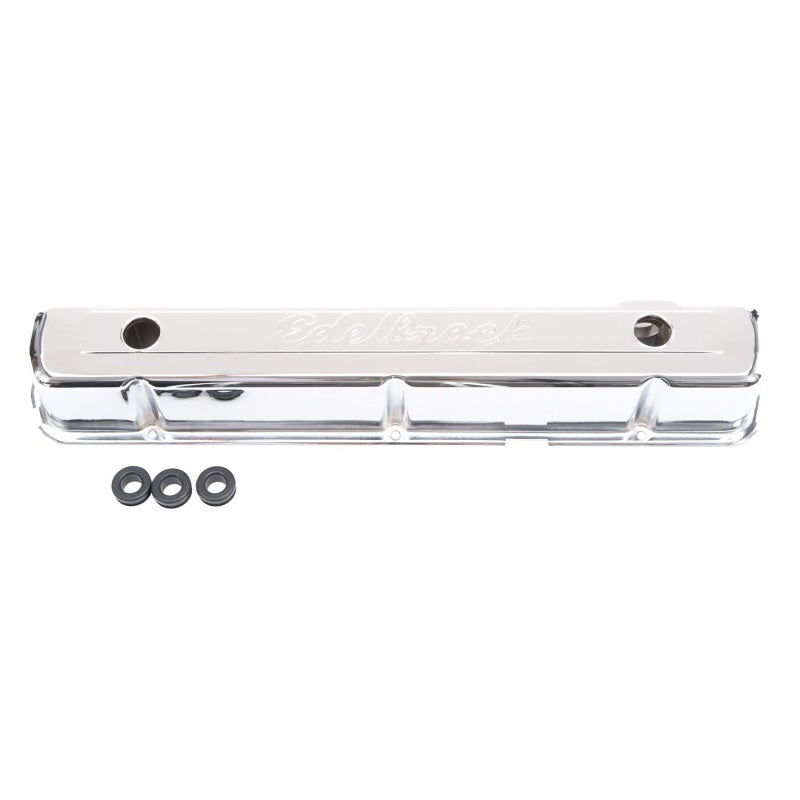 Edelbrock Valve Cover Signature Series Chevrolet 1962-2001 194-292 CI Inline 6 Chrome Edelbrock Valve Covers