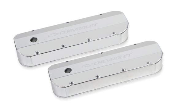 Holley GM Licensed Valve Cover - Track Series - BBC - Fabricated Aluminum - Natural Anodized 241-278 HOLLEY Autoparts