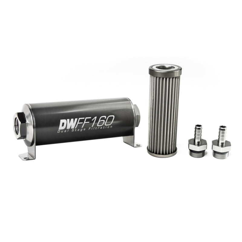 DeatschWerks Stainless Steel 3/8in 40 Micron Universal Inline Fuel Filter Housing Kit (160mm) DeatschWerks Fuel Filters