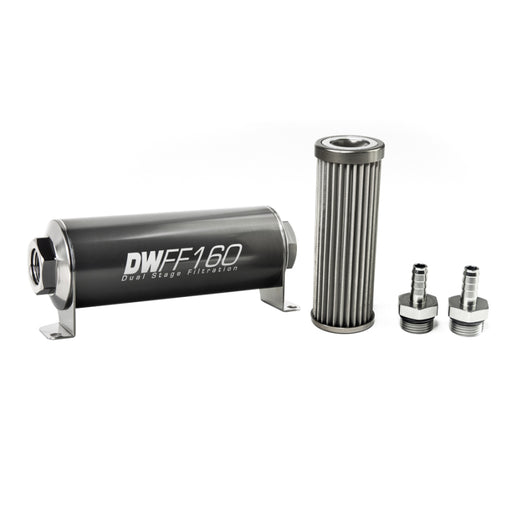 DeatschWerks Stainless Steel 3/8in 40 Micron Universal Inline Fuel Filter Housing Kit (160mm) DeatschWerks Fuel Filters