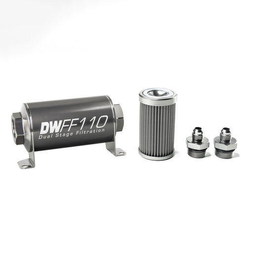 DeatschWerks Stainless Steel 6AN 100 Micron Universal Inline Fuel Filter Housing Kit (110mm) DeatschWerks Fuel Filters