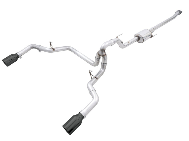 AWE 0FG 21+ Ford F150 Dual Split Rear Cat-Back Exhaust- 5in Diamond Black Tips AWE Tuning EXHAUST-Catback