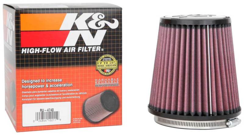 K&N Filter Universal Rubber Filter Round Tapered 4.5in Flange 5.875in Base 4.5 inch Top 6in Height K&N Engineering Air Filters - Universal Fit