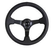 NRG Reinforced Steering Wheel (350mm / 3in. Deep) Bk Leather w/Bk BBall Stitch (Odi Bakchis Edition) NRG Steering Wheels