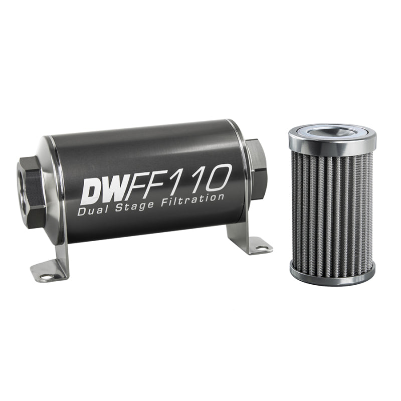 DeatschWerks Stainless Steel 10AN 100 Micron Universal Inline Fuel Filter Housing Kit (110mm) DeatschWerks Fuel Filters