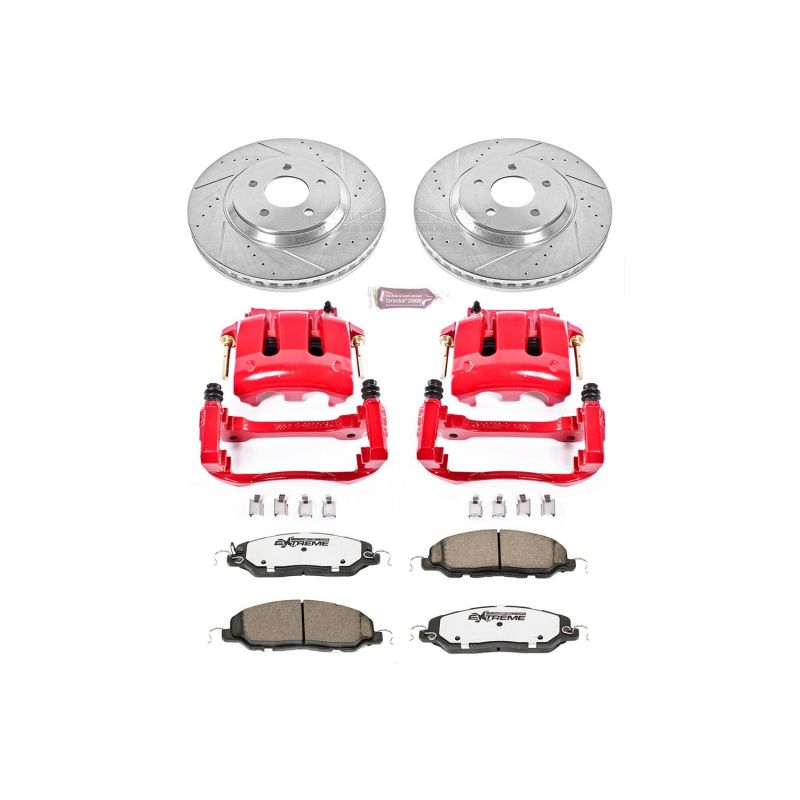 Power Stop 11-14 Ford Mustang Front Z26 Street Warrior Brake Kit w/Calipers PowerStop Brake Kits - Performance D&S