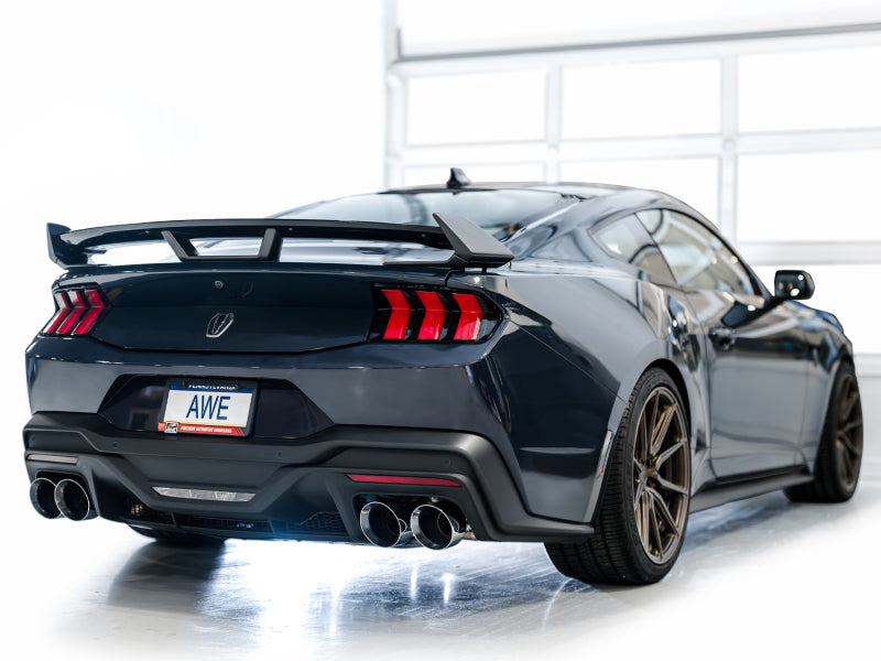 AWE 2024 Ford Mustang Dark Horse S650 RWD Track Edition Cat-Back Exhaust w/ Quad Chrome Silver Tips AWE Tuning Catback