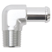 Edelbrock Hose End 90-Deg 1/2In NPT to 5/8In Barb Clear Anodize Edelbrock Fittings