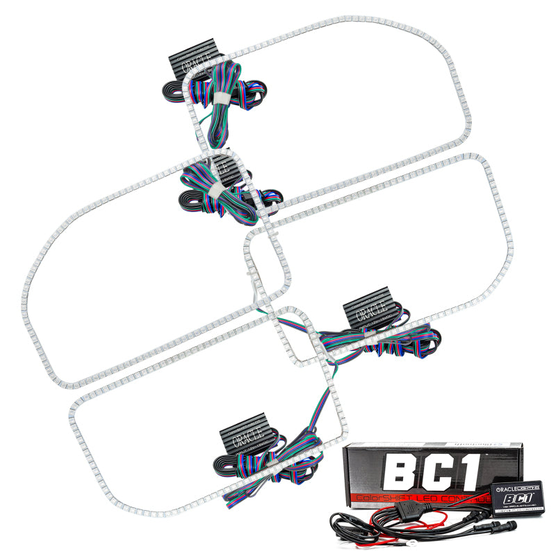 Oracle Ford F250/350 11-16 Halo Kit (Square Ring Design) - ColorSHIFT w/ BC1 Controller ORACLE Lighting Headlights