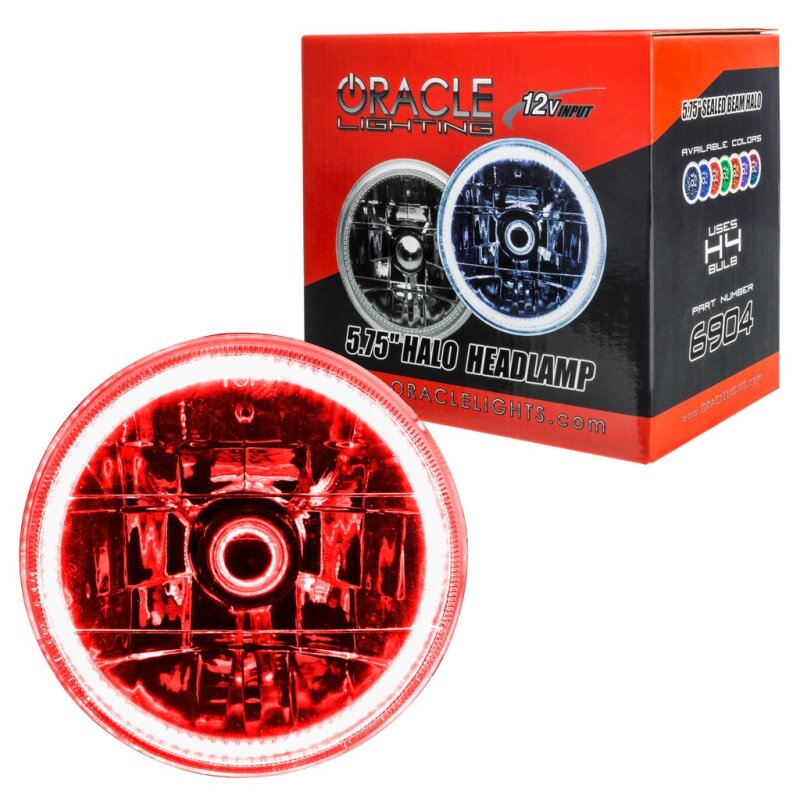 Oracle Pre-Installed Lights 5.75 IN. Sealed Beam - Red Halo ORACLE Lighting Headlights