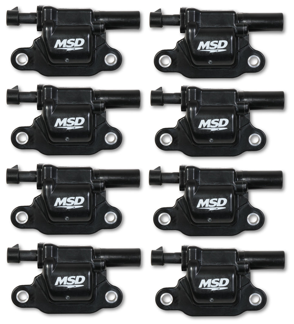 MSD Ignition Coil - Blaster Series - Gen V GDI Engine - Black - 8-Pack - Square