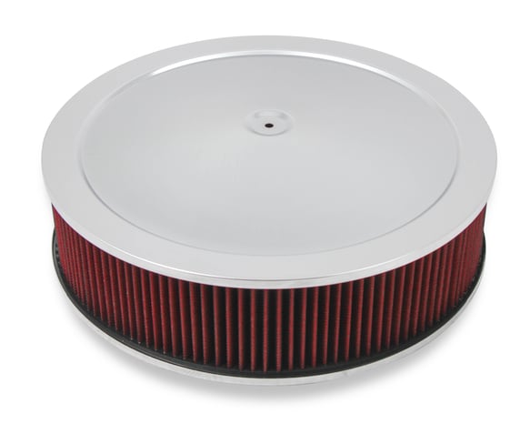 4150 Drop Base Air Cleaner Chrome w/4" Red Washable Gauze Filter 120-4140