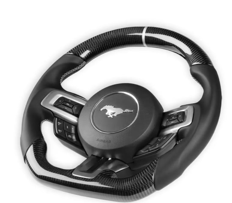 Drake Muscle Cars Steering Wheel - Carbon Fiber with Leather Grips MU950-05