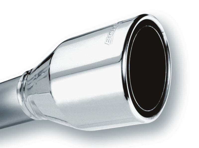 Borla 2.5in Inlet 4.5in Round Rolled Angle Cut Phantom X 7.75in Long Embossed Universal Exhaust Tips Borla Tips