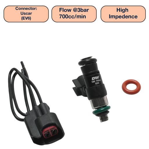 DeatschWerks Universal 700cc Single Fuel Injector / 34mm Length / 14mm O-Ring Seals DeatschWerks Fuel Injectors - Single