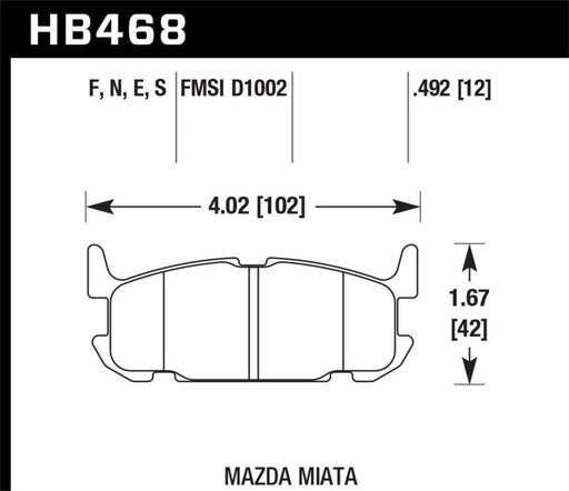 Hawk 01-05 Mazda Miata 1.8L Base Pads Only Rear ER-1 Brake Pads Hawk Performance Brake Pads - Racing
