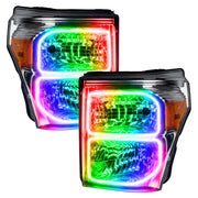 Oracle Ford F250/350 11-16 Dynamic Halo Kit - Square Ring Design - ColorSHIFT - Dynamic ORACLE Lighting Headlights
