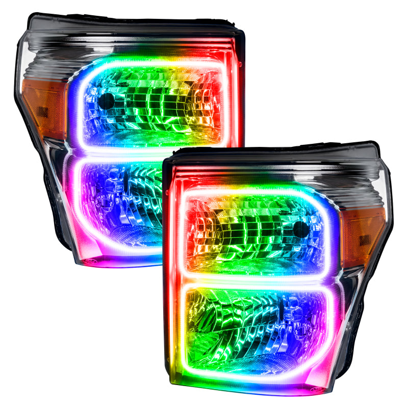 Oracle Ford F250/350 11-16 Dynamic Halo Kit - Square Ring Design - ColorSHIFT - Dynamic ORACLE Lighting Headlights