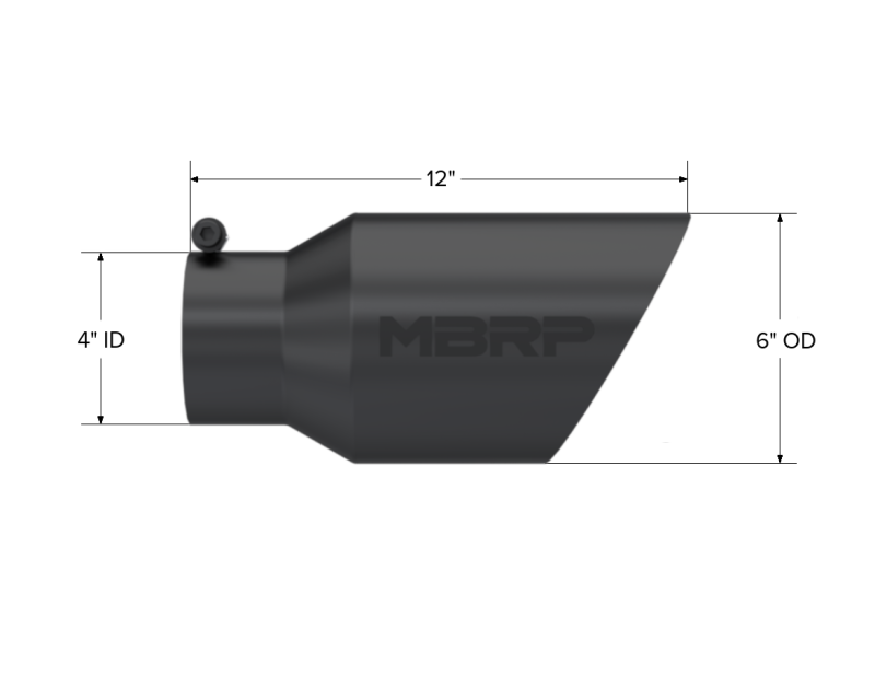 MBRP Universal Tip 6 O.D. Dual Wall Angled 4 inlet 12 length - Black Finish MBRP Tips