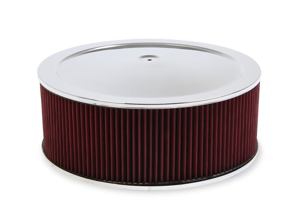 4500 Drop Base Air Cleaner Chrome w/6" Red Washable Gauze Filter 120-4560