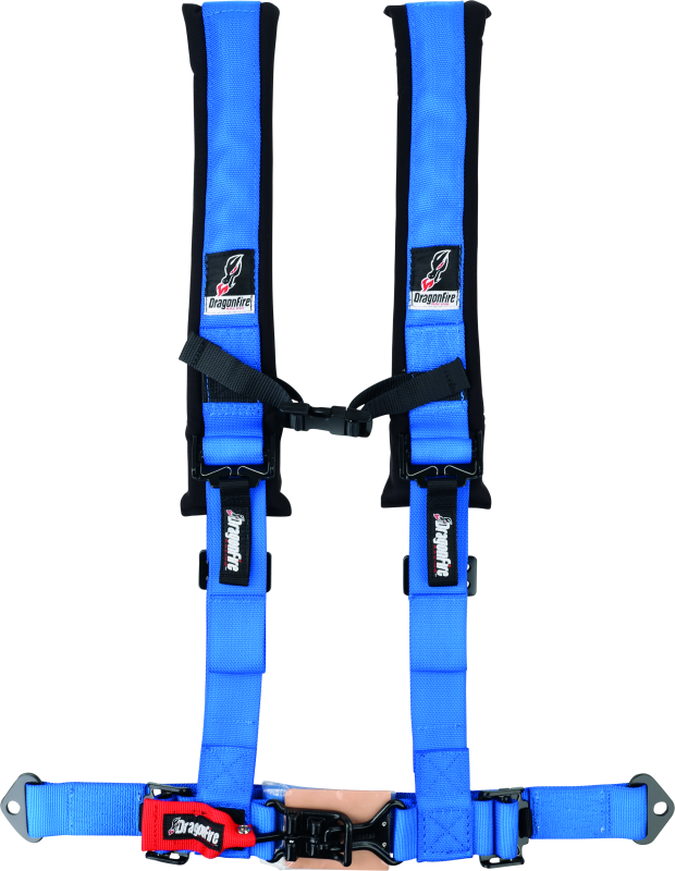 DragonFire Racing Harness- H-Style- 4-Point- 2in Buckle- Blue DragonFire Racing Seat Belts & Harnesses