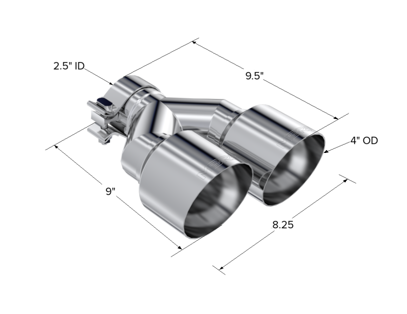 MBRP Universal T304 SS Dual Tip 4in OD/2.5in Inlet MBRP Tips