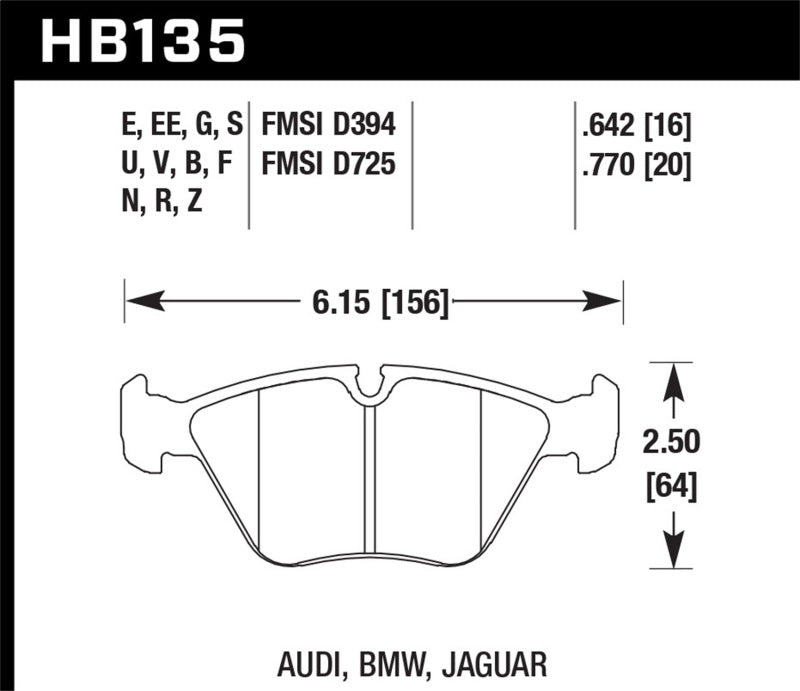 Hawk 89-90 Audi 100 Quattro 2.2L Base 1 Piston Caliper Front ER-1 Brake Pads Hawk Performance Brake Pads - Racing