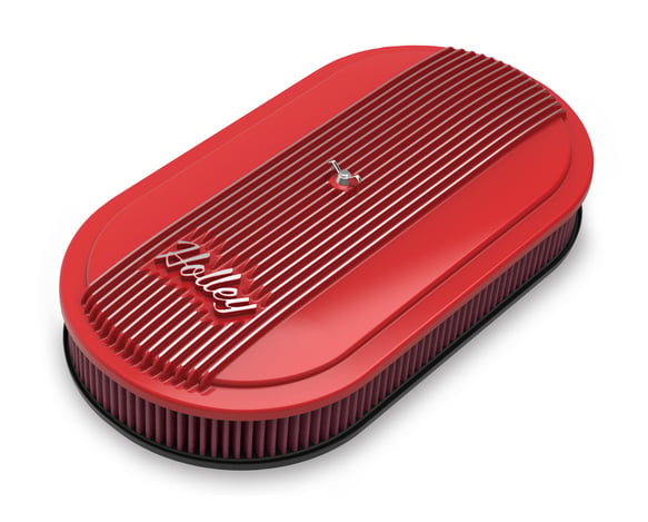 Holley Vintage Series Oval Air Cleaner - Gloss Red Machined 120-404 HOLLEY Autoparts