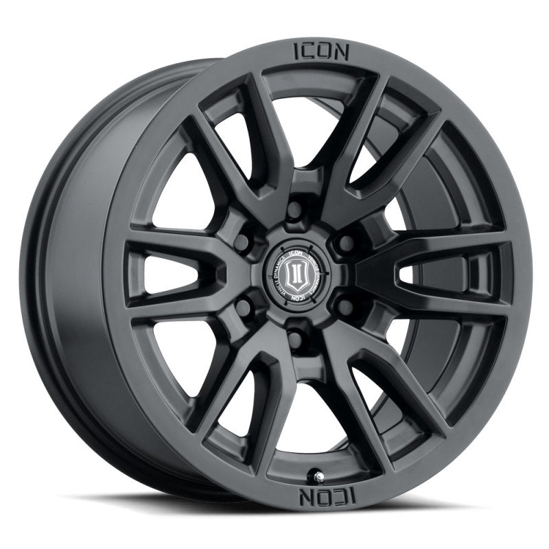 ICON Vector 6 17x8.5 6x135 6mm Offset 5in BS 87.1mm Bore Satin Black Wheel ICON Wheels - Cast