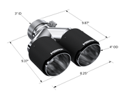 MBRP 3in ID / Dual 4in OD Out Staggered L 9.37in / R 9.87in Dual Wall Carbon Fiber Univ Exhaust Tip MBRP Tips