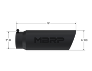 MBRP Universal Tip 6in OD Angled Rolled End 5in Inlet 18in Length Black Finish Exhaust MBRP Tips