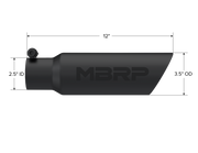 MBRP Universal Tip 3.5 O.D. Dual Wall Angled 2.5 inlet 12 length - Black Finish MBRP Tips