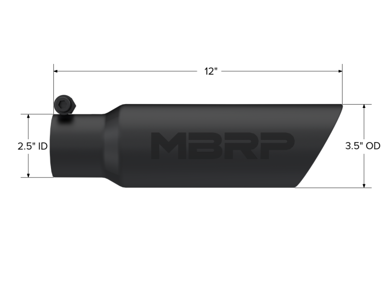 MBRP Universal Tip 3.5 O.D. Dual Wall Angled 2.5 inlet 12 length - Black Finish MBRP Tips
