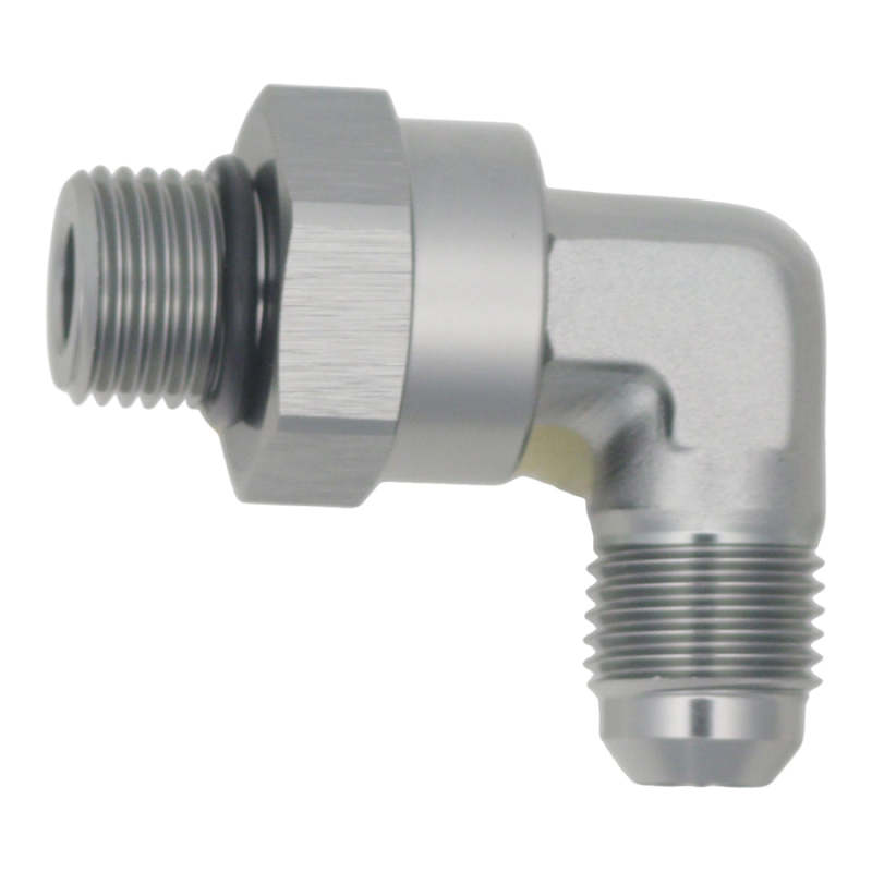 DeatschWerks 6AN ORB Male Swivel to 90-Degree 6AN Male Flare - Anodized DW Titanium DeatschWerks Fittings