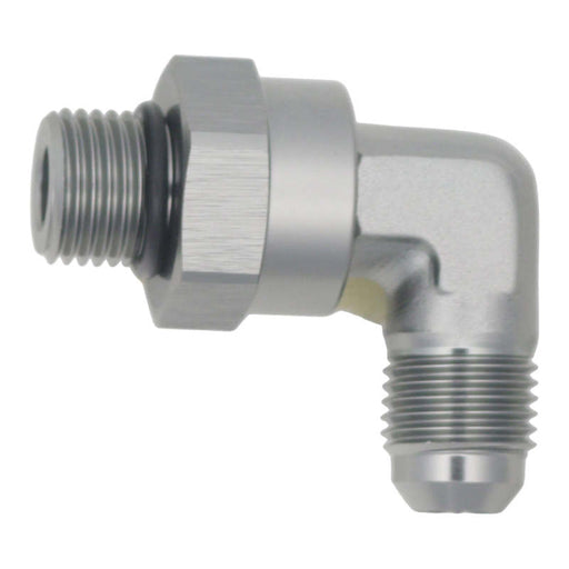 DeatschWerks 6AN ORB Male Swivel to 90-Degree 6AN Male Flare - Anodized DW Titanium DeatschWerks Fittings