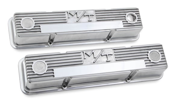 Holley M/T Valve Covers - Vintage Style - Finned - SBC - Polished 241-82 HOLLEY Autoparts