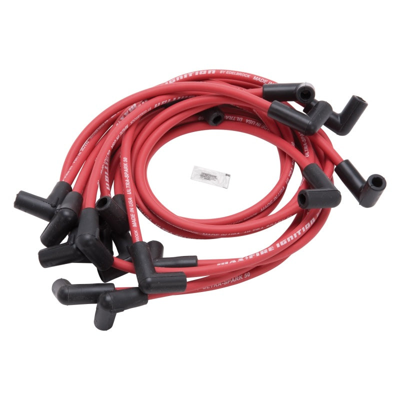 Edelbrock Spark Plug Wire Set SBC 74-88 V8 50 Ohm Resistance Red Wire (Set of 9) Edelbrock Spark Plug Wire Sets