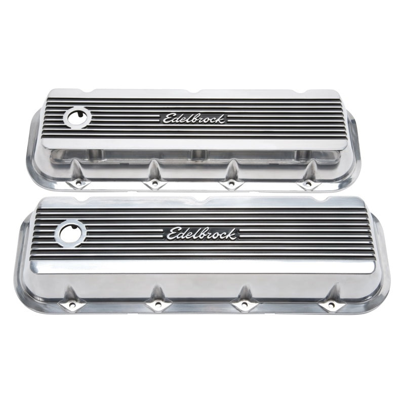 Edelbrock Valve Cover Elite II Chevrolet 1965 and Later 396-502 Big Block V8 Polished Edelbrock Valve Covers