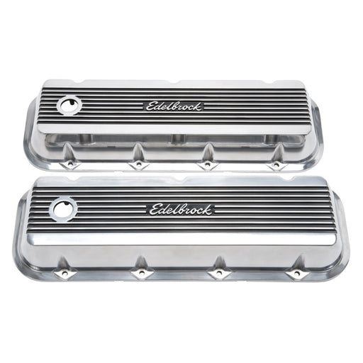 Edelbrock Valve Cover Elite II Chevrolet 1965 and Later 396-502 Big Block V8 Polished Edelbrock Valve Covers