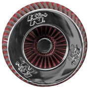 K&N Universal Air Filter Chrome Round Tapered Red - 4in Flange ID x 1.125in Flange Length x 5.5in H K&N Engineering Air Filters - Universal Fit