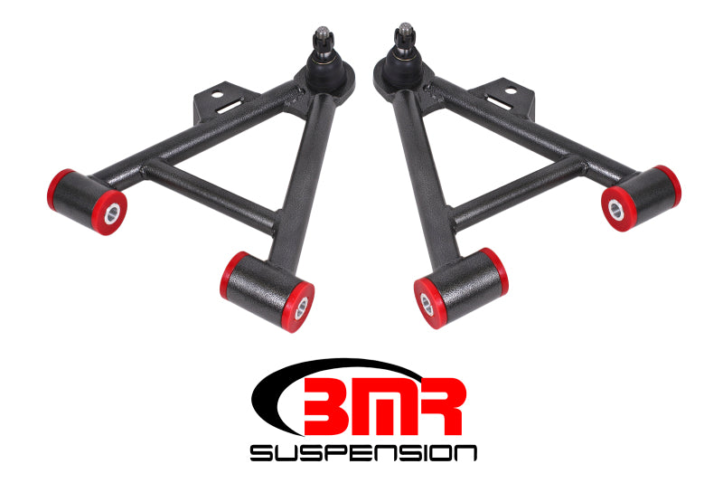 BMR 79-93 Mustang Lower Non-Adj. A-Arms (Coilover Only) w/ STD. Ball Joint (Poly) - Black Hammertone BMR Suspension Control Arms